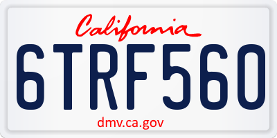 CA license plate 6TRF560