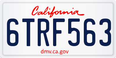 CA license plate 6TRF563