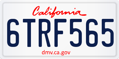 CA license plate 6TRF565