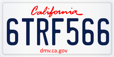 CA license plate 6TRF566