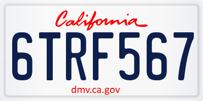CA license plate 6TRF567