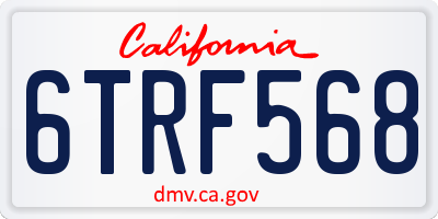 CA license plate 6TRF568