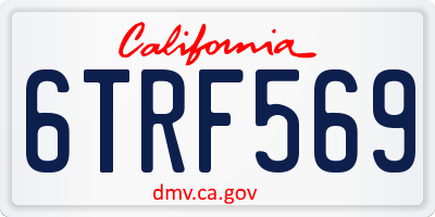 CA license plate 6TRF569