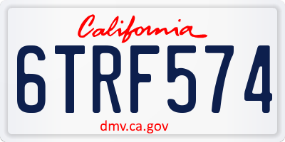 CA license plate 6TRF574