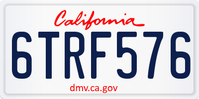 CA license plate 6TRF576