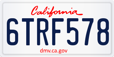 CA license plate 6TRF578
