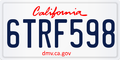 CA license plate 6TRF598