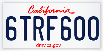 CA license plate 6TRF600