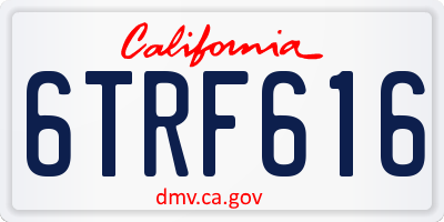 CA license plate 6TRF616
