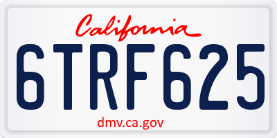 CA license plate 6TRF625