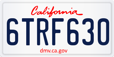 CA license plate 6TRF630