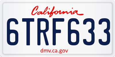 CA license plate 6TRF633