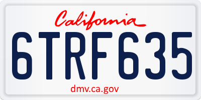 CA license plate 6TRF635
