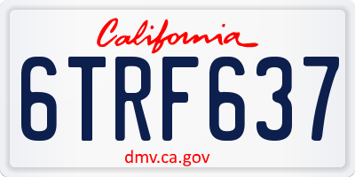 CA license plate 6TRF637