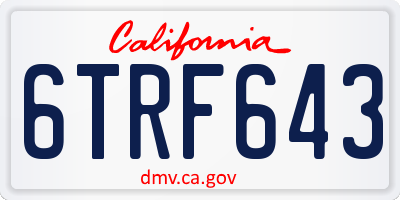 CA license plate 6TRF643
