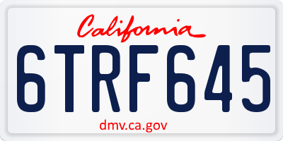 CA license plate 6TRF645