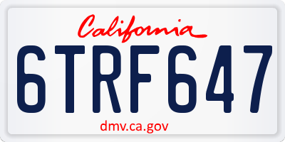 CA license plate 6TRF647