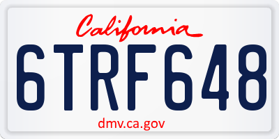 CA license plate 6TRF648
