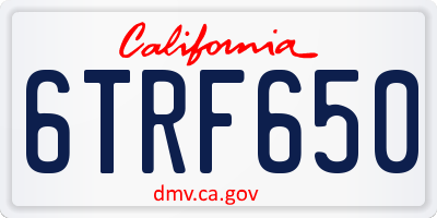 CA license plate 6TRF650