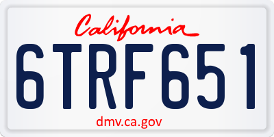 CA license plate 6TRF651