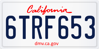 CA license plate 6TRF653