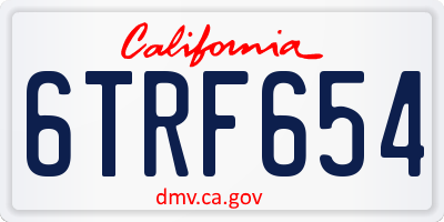 CA license plate 6TRF654