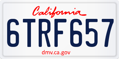 CA license plate 6TRF657