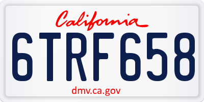 CA license plate 6TRF658