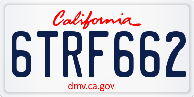 CA license plate 6TRF662