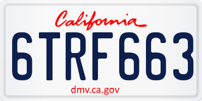 CA license plate 6TRF663
