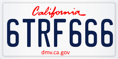CA license plate 6TRF666