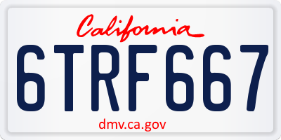 CA license plate 6TRF667