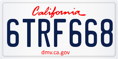 CA license plate 6TRF668