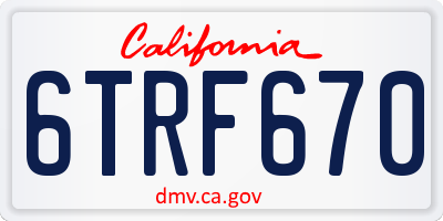 CA license plate 6TRF670