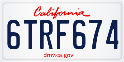 CA license plate 6TRF674