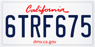 CA license plate 6TRF675