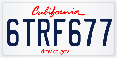 CA license plate 6TRF677