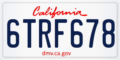 CA license plate 6TRF678