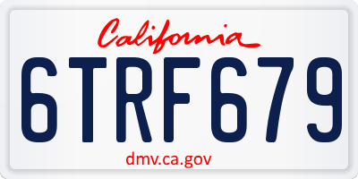 CA license plate 6TRF679