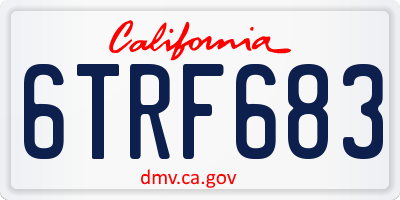 CA license plate 6TRF683