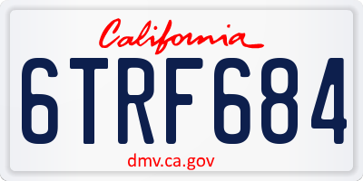 CA license plate 6TRF684