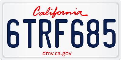 CA license plate 6TRF685