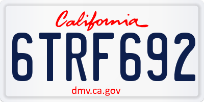 CA license plate 6TRF692