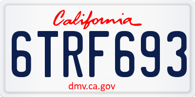 CA license plate 6TRF693