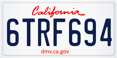 CA license plate 6TRF694