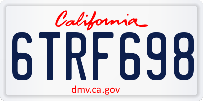CA license plate 6TRF698