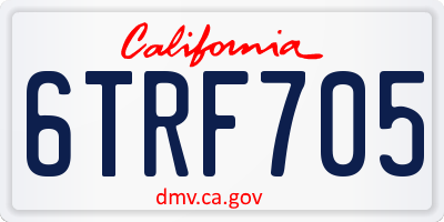 CA license plate 6TRF705