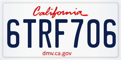 CA license plate 6TRF706