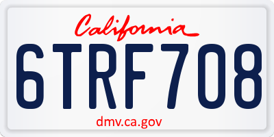 CA license plate 6TRF708