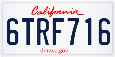 CA license plate 6TRF716